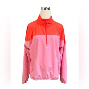Under Armour Half Zip Woven Jacket Pink & Orange Women's Medium Lightweight